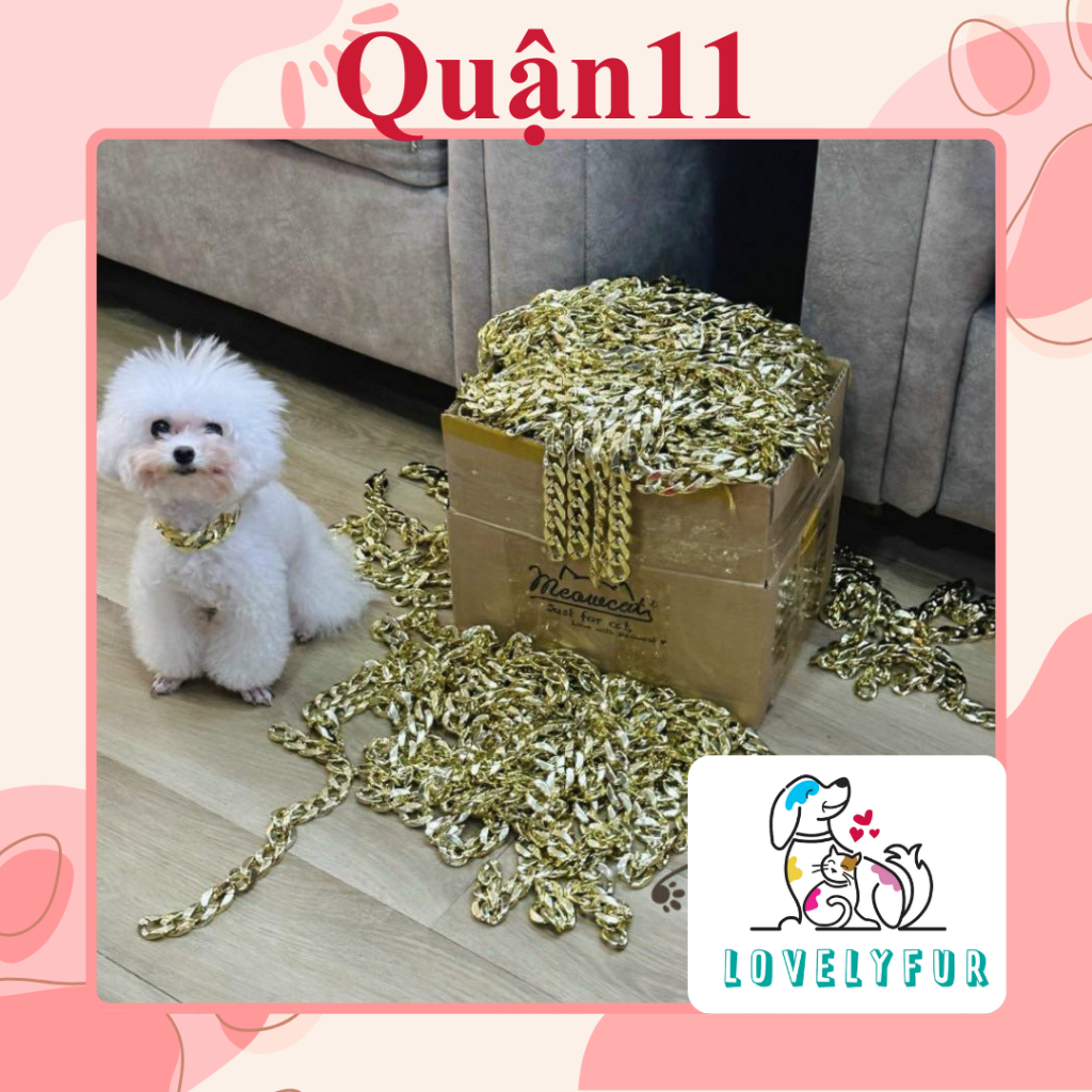 Dây Chuyền Vàng, Vòng Cổ, Dây Chuyền Mạ Vàng Đính Đá Cho Thú Cưng - Phụ Kiện Thời Trang