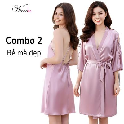 Combo áo choàng ngủ + váy ngủ WANNABE phong cách quyến rũ tiện dụng cho nàng mê sự thoải mái KIDNS33