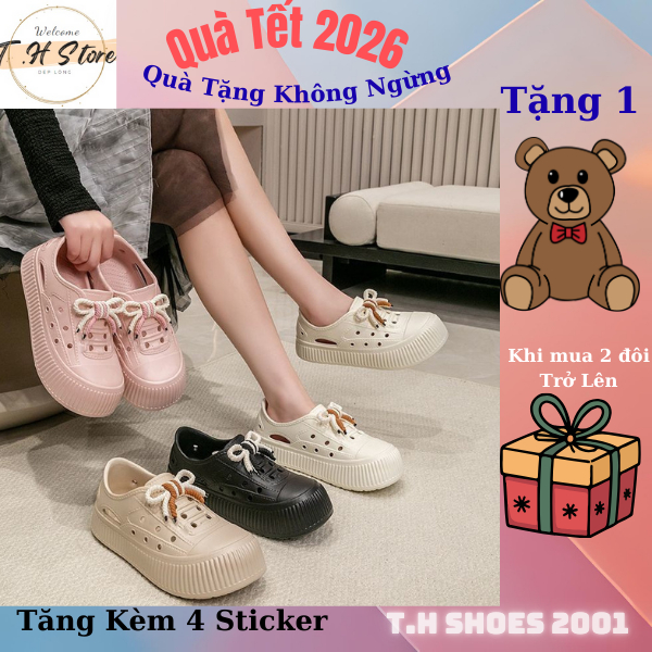 (Tặng 4 Cham) Giày Nữ Chất Liệu EVA Cao 5cm Nhẹ Êm Châm Không Thấm Nước Chống Trươt Đi Chơi Thời Tra