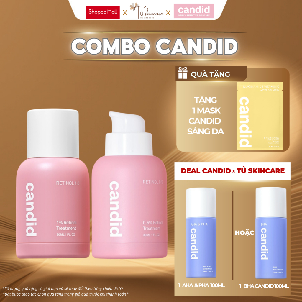 [DEAL CANDID 01] Tinh Chất Retinol Candid 0.5/10 Tặng Gel Tẩy Tế Bào Chết Candid BHA / AHA&PHA