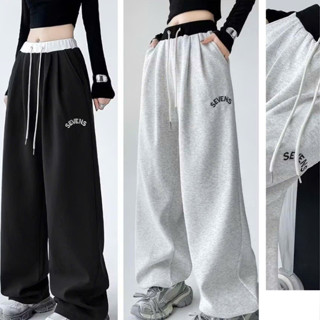 Quần jogger nam nữ, cạp có đai lưng cao màu đen dáng dài - Quần dày dặn dễ phối đi học làm