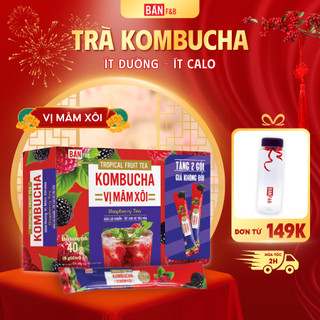  Trà Kombucha vị Mâm Xôi Giàu Lợi Khuẩn Không Calo Hộp 8 gói  - Bản F&B 
