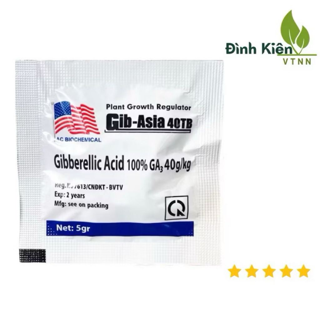 COMBO 100 GÓI Phân bón GA3 - Gibberellic Acid 100% - Gibber 40TB, thúc đẩy ra đọt, bông lớn, trái to