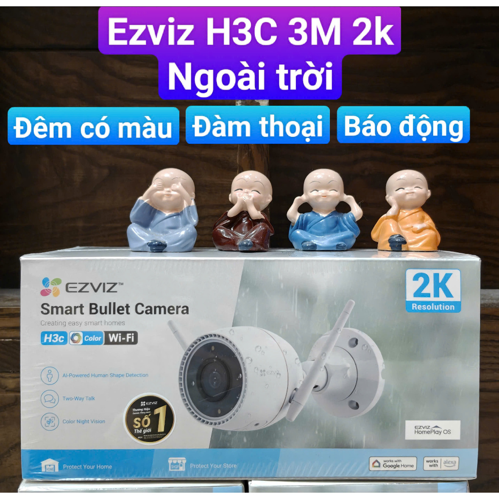 Camera ezviz H3C 3M đêm có màu, đàm thoại