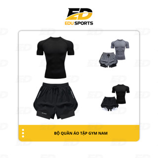 Bộ Quần Áo Tập Gym Nam Edu Sport Kết Hợp Áo Body và Quần Short 2 Lớp Co Dãn 4 Chiều BMNT01