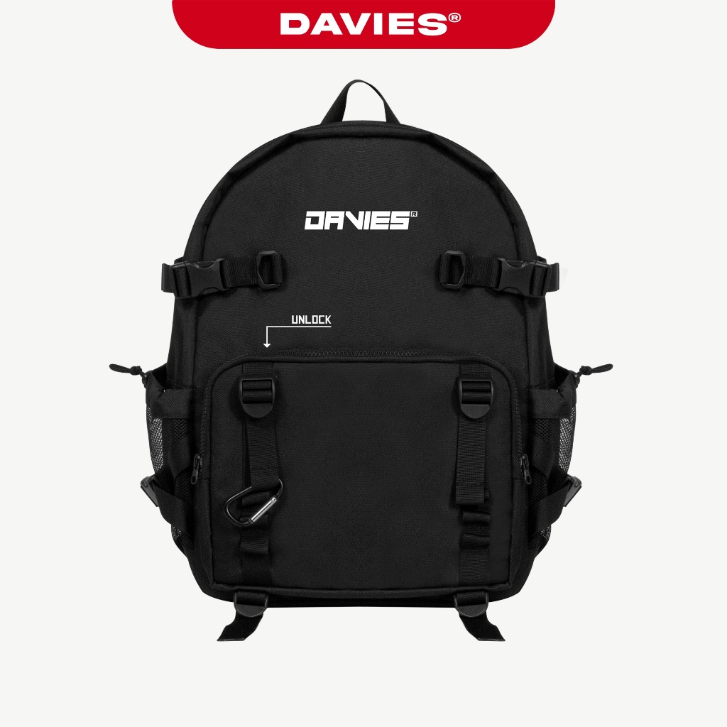 Balo nam đẹp nhiều ngăn DAVIES màu đen Canvas Tactical Backpack local brand Davies
