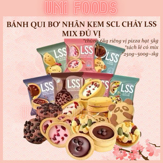   Combo 1kg  Bánh qui nhân kem sô cô la  yogurt chảy  cherry hình gấu dễ thương LSS mix vị - ăn vặt healthy ngon bổ rẻ 