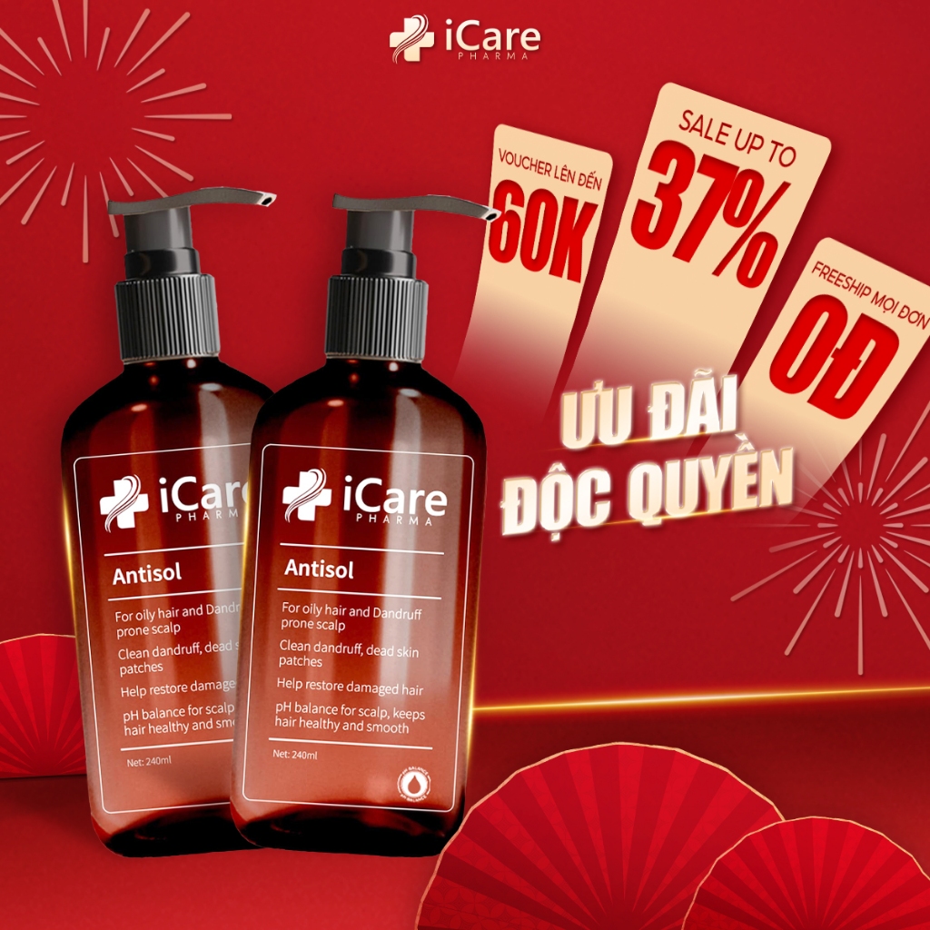 Combo 02 Chai Dầu Gội Hỗ Trợ Giảm Gàu Antisol iCare Pharma