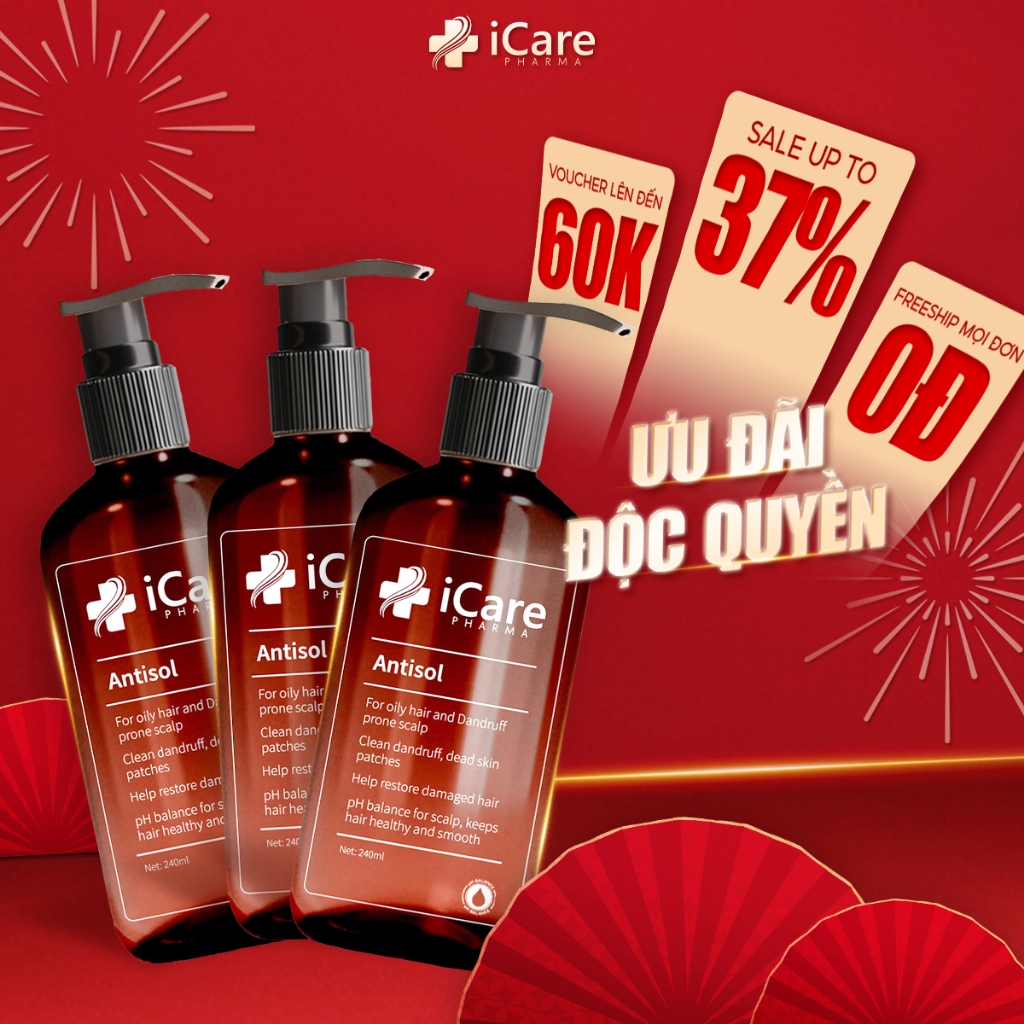 Combo 03 Chai Dầu Gội Sạch Gàu Antisol | Thương Hiệu iCare Pharma