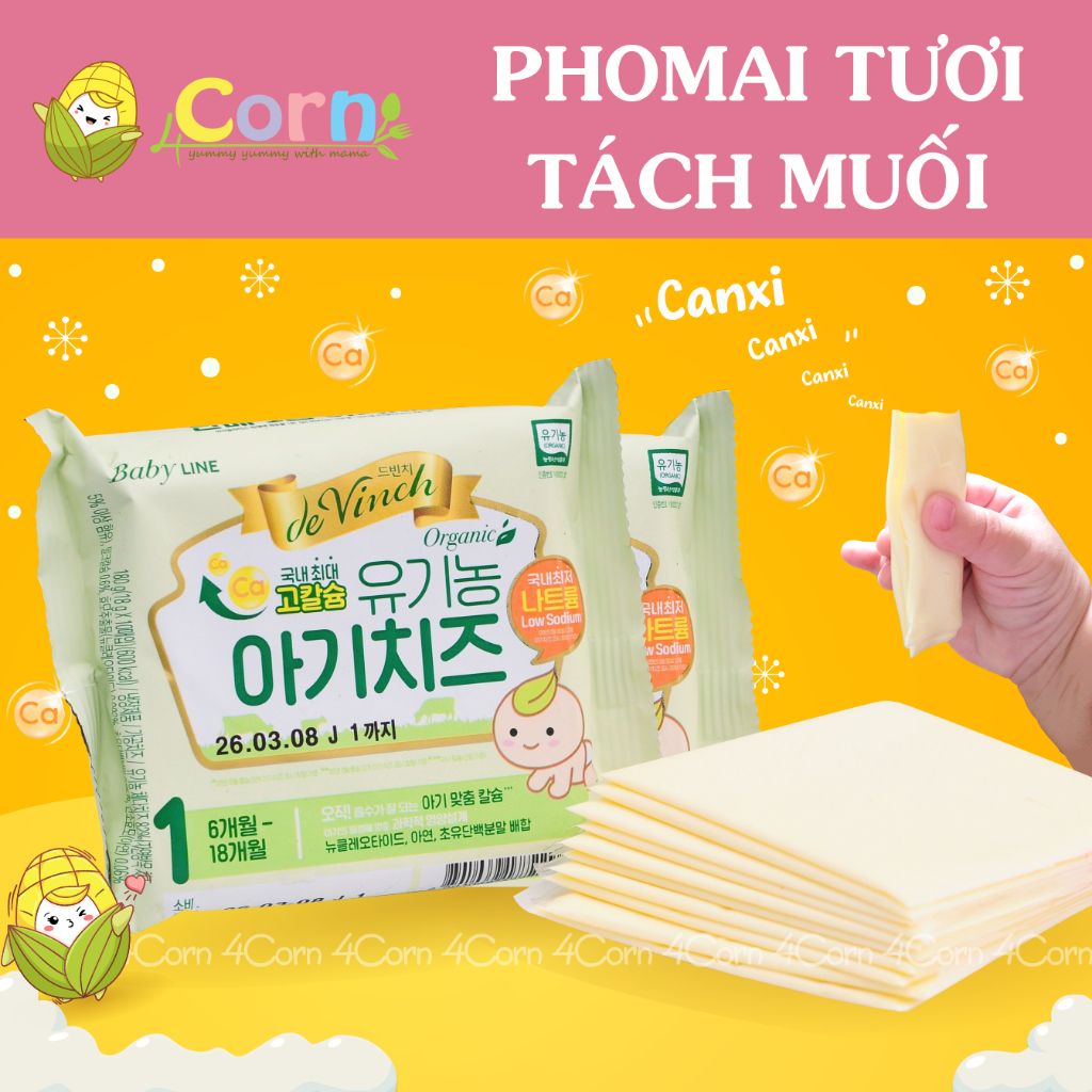 [Gel lạnh+Foam cách nhiệt] Phomai tươi tách muối hữu cơ DeVinch/Denmark/Seoul Milk Hàn Quốc - Cho bé 6m+