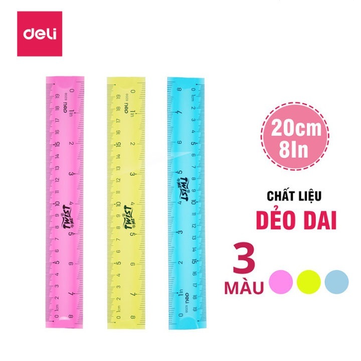 Thước dẻo hình Deli  20cm 6208/30cm- 6209
