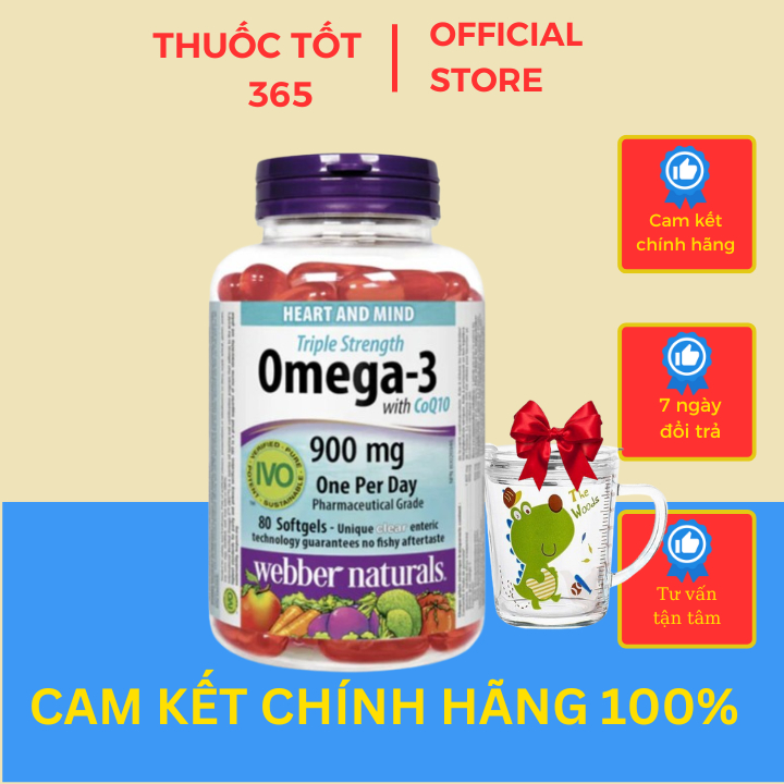 [HÀNG NHẬP KHẨU] Viên uống Webber Natural Omega-3 with CoQ10 - Hộp 80 viên  - THUOCTOT 365