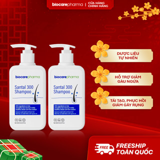   COMBO2  Dầu Gội Dược liệu BIO CARE PHARMA giảm gàu  nấm ngứa da đầu Santal 300 Shampoo 200ml 