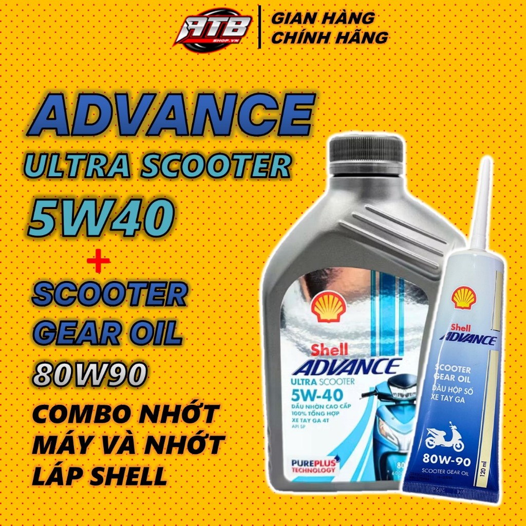 [ COMBO ] Nhớt Shell Advance Ultra Scooter 5W-40 0.8L + Nhớt Láp Shell 80w90 120ml