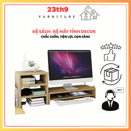 23th9 Decor 🩵COMBO 🎗️ KỆ ĐỂ MÁY TÍNH kÈm KỆ SÁCH ĐỂ BÀN Cực Đẹp