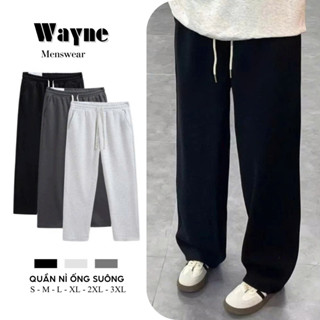 Quần Nỉ Form Suông Ống Đứng Wayne Unisex Nam Nữ Vải Nỉ 2 Da Dày Dặn Co Giãn Thoải Mái Menswear 