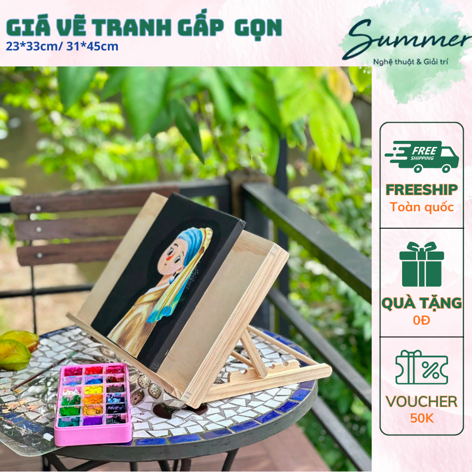 Giá Vẽ Tranh Để Bàn Gấp Gọn 60cm Gỗ Thông Chuyên Nghiệp Cho Bé Học Sinh Họa Sĩ Sỉ Số Lượng – Họa cụ Summer
