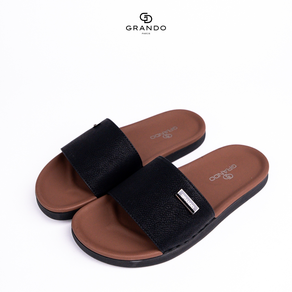 Dép da nam GRANDO PEAK quai ngang da bò Microfiber cao cấp đế cao su êm bền bỉ chống trơn trượt chốn