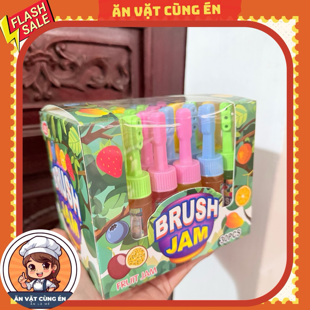Hộp 30 tuýp kẹo kem đánh răng mix vị hoa quả, có sẵn đầu bàn chải để ăn kẹo bán lẻ 5k