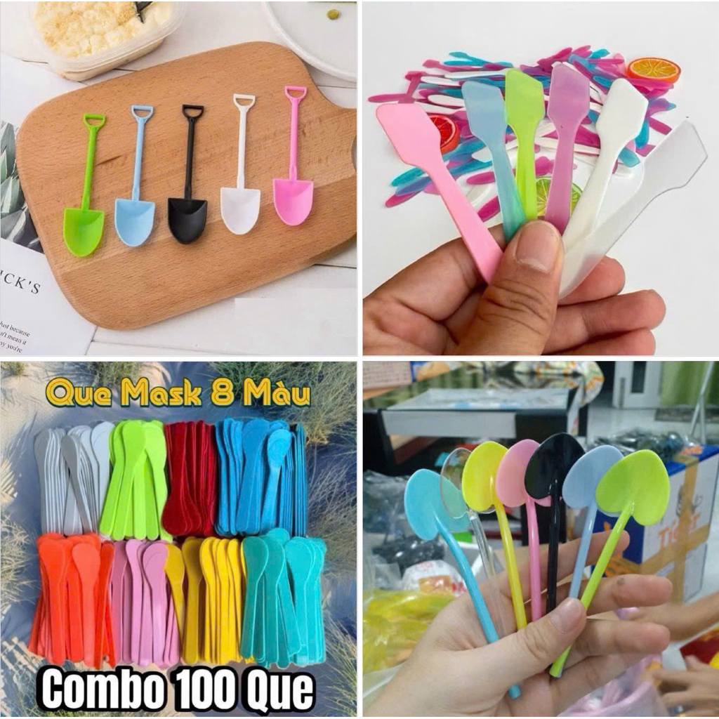 Combo 50-100 muỗng múc kem/ muỗng múc bột/ xẻng tim/ đủ màu/ muỗng dài 12cm