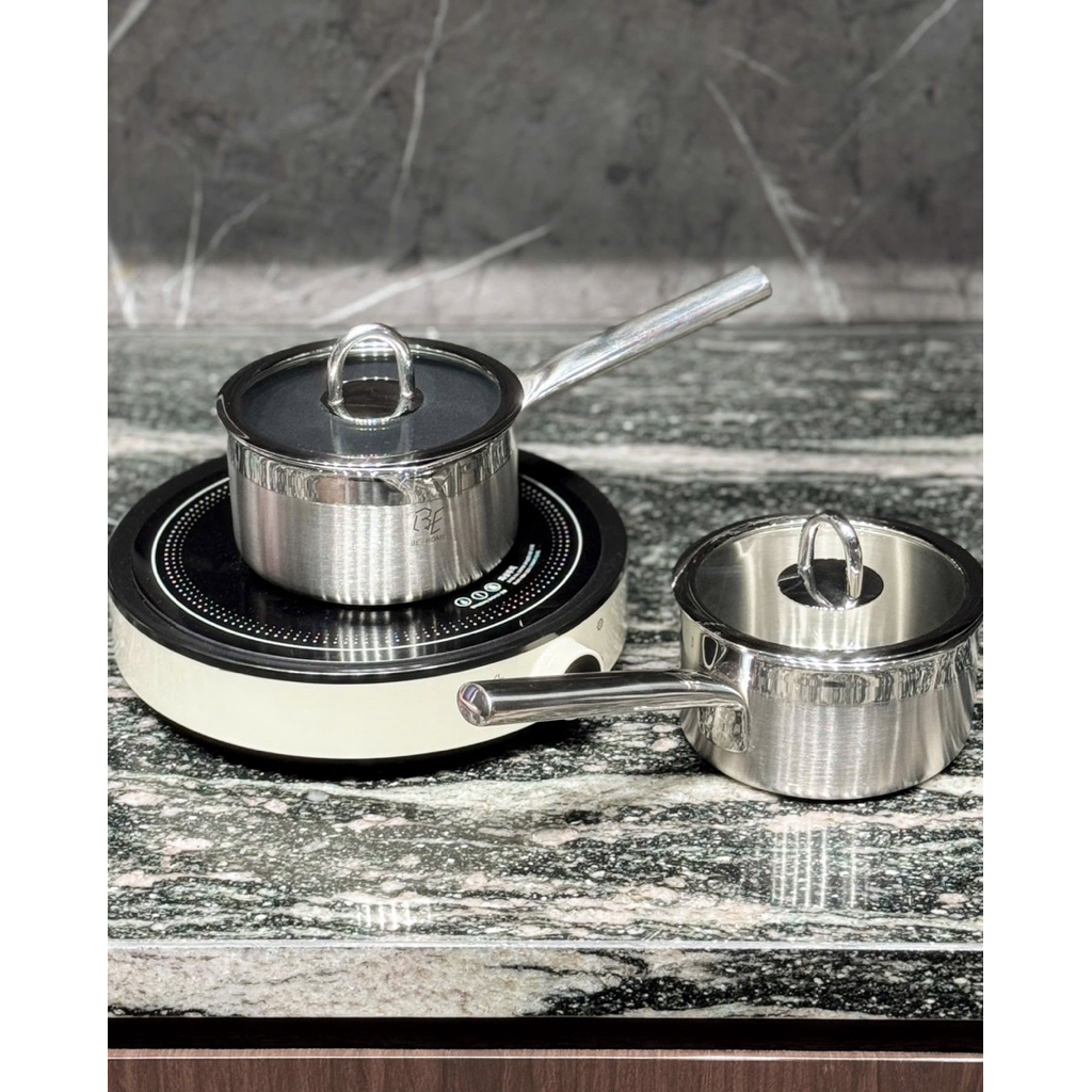 Xoong bột BEHOME 3 lớp size 14*8 cm lòng Inox / lòng Chống Dính