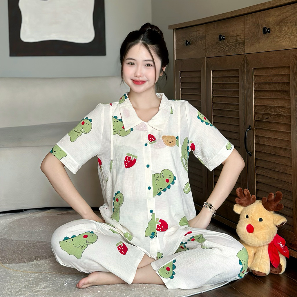 EVERMOM l Đồ bộ bầu C5 DÀI KARO GẤU TEDDY mang cả bầu và sau sinh quần có chun điều chỉnh
