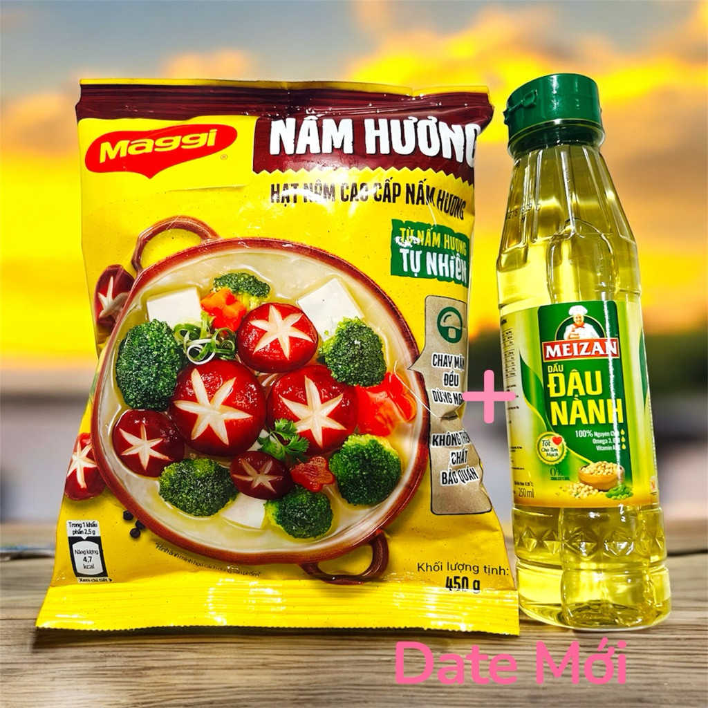 (Tặng Dầu Ăn Meizan 250ML) Hạt Nêm Maggi Nấm Hương 450gram + Dầu Ăn Meizan 250ML Thơm Ngon Tự Nhiên 