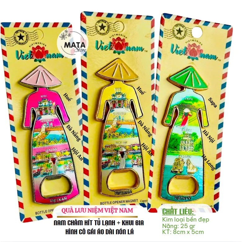 Quà lưu niệm đồ khui bia mở nắp chai + nam châm hít magnet lưu niệm Việt Nam – bottle opener magnet 