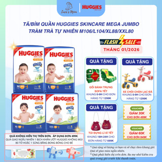   Siêu Nhiều Miếng  Tã Bỉm quần Huggies Skincare Mega Jumbo Tràm Trà Tự Nhiên đủ size M L XL XXL 