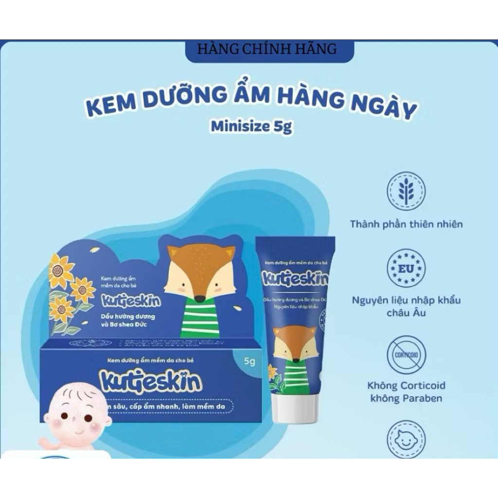 [Tuýp 5g] Kem dưỡng ẩm cho bé Kutieskin