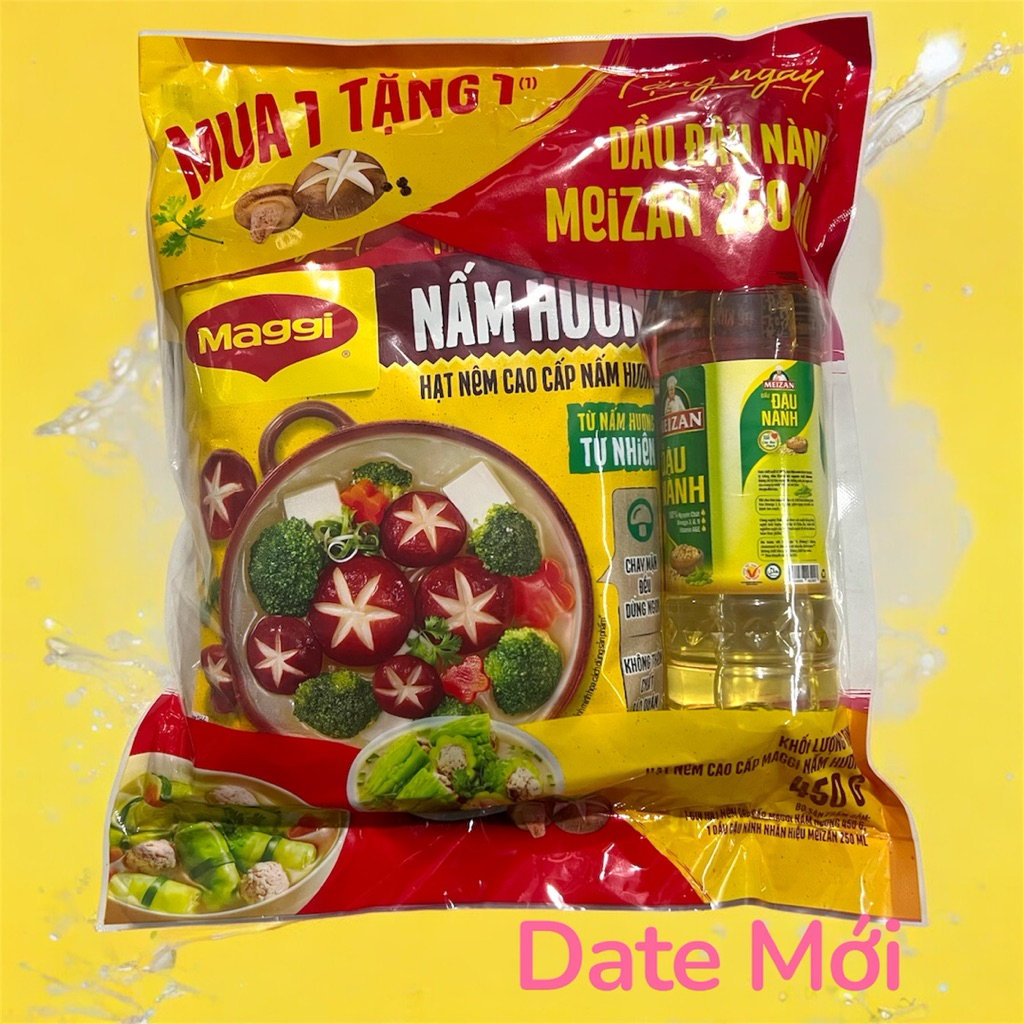 (Tặng Dầu Ăn Meizan 250ML) Hạt Nêm Maggi Nấm Hương 450gram KM Thêm Dầu Ăn Meizan 250ML (DATE MỚI)