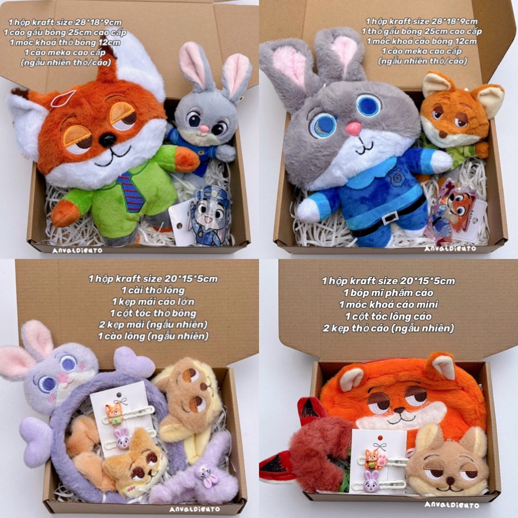 [Hàng sẵn HCM] Bộ quà tặng Gấu Bông Cáo Nick Thỏ july Zootopia Đáng Yêu Làm Quà Tặng 14/2, lễ tình y