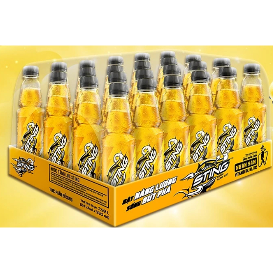 Thùng 24 Chai / Lốc 6 Chai Nước Tăng Lực Sting Vàng Nhân Sâm 330ml