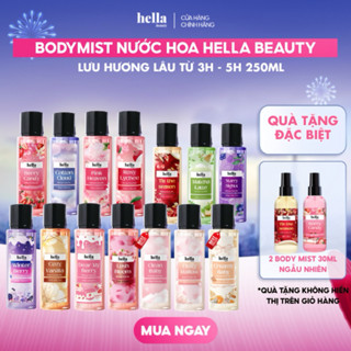  Xịt thơm body mist hương nước hoa Hella Beauty 250ml lưu hương lâu an toàn cho da nhạy cảm 