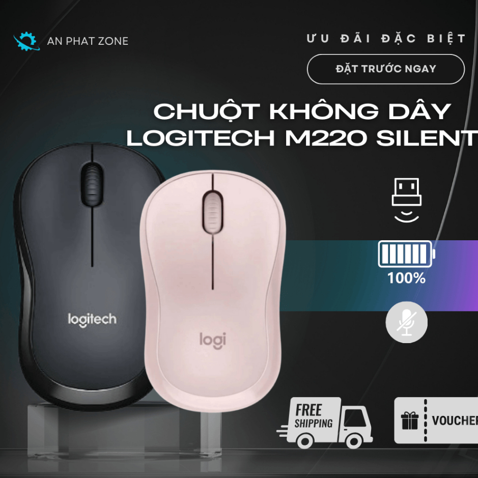 Giảm Giá Sốc Chuột Không Dây Logitech M220 Silent - Màu Hồng Xinh Xắn, Bấm Êm Ái