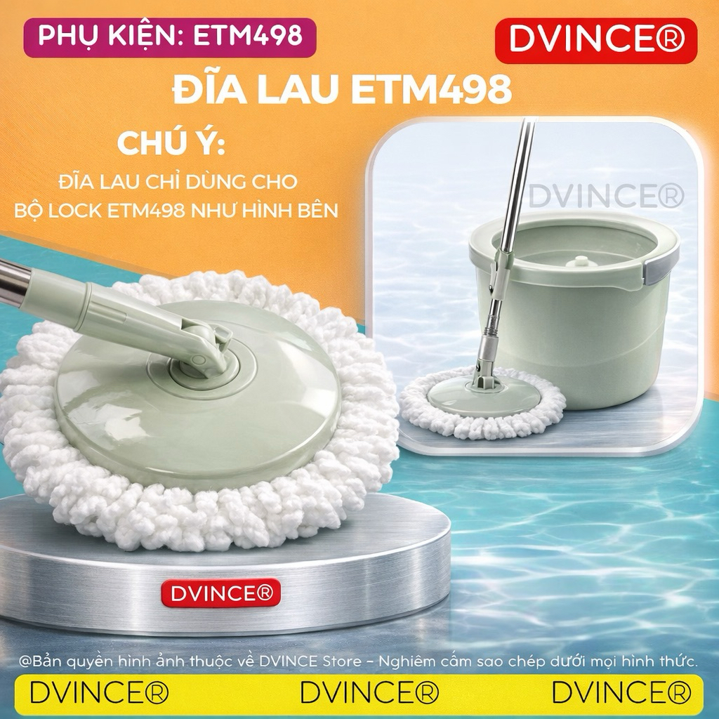⚡PHỤ KIỆN ETM498] ĐĨA LAU ETM498 XANH MINT - Iock & Iock.
