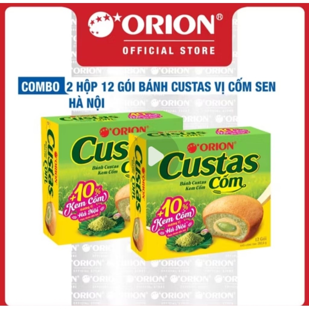 Bánh Custas Cốm Orion – Hộp 12 gói (Combo 2 hộp)