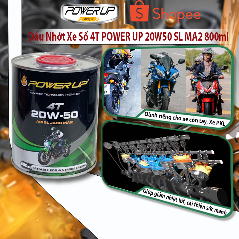 Dầu Nhớt Xe Số 4T POWER UP 20W50 SL MA2 0.8Lit