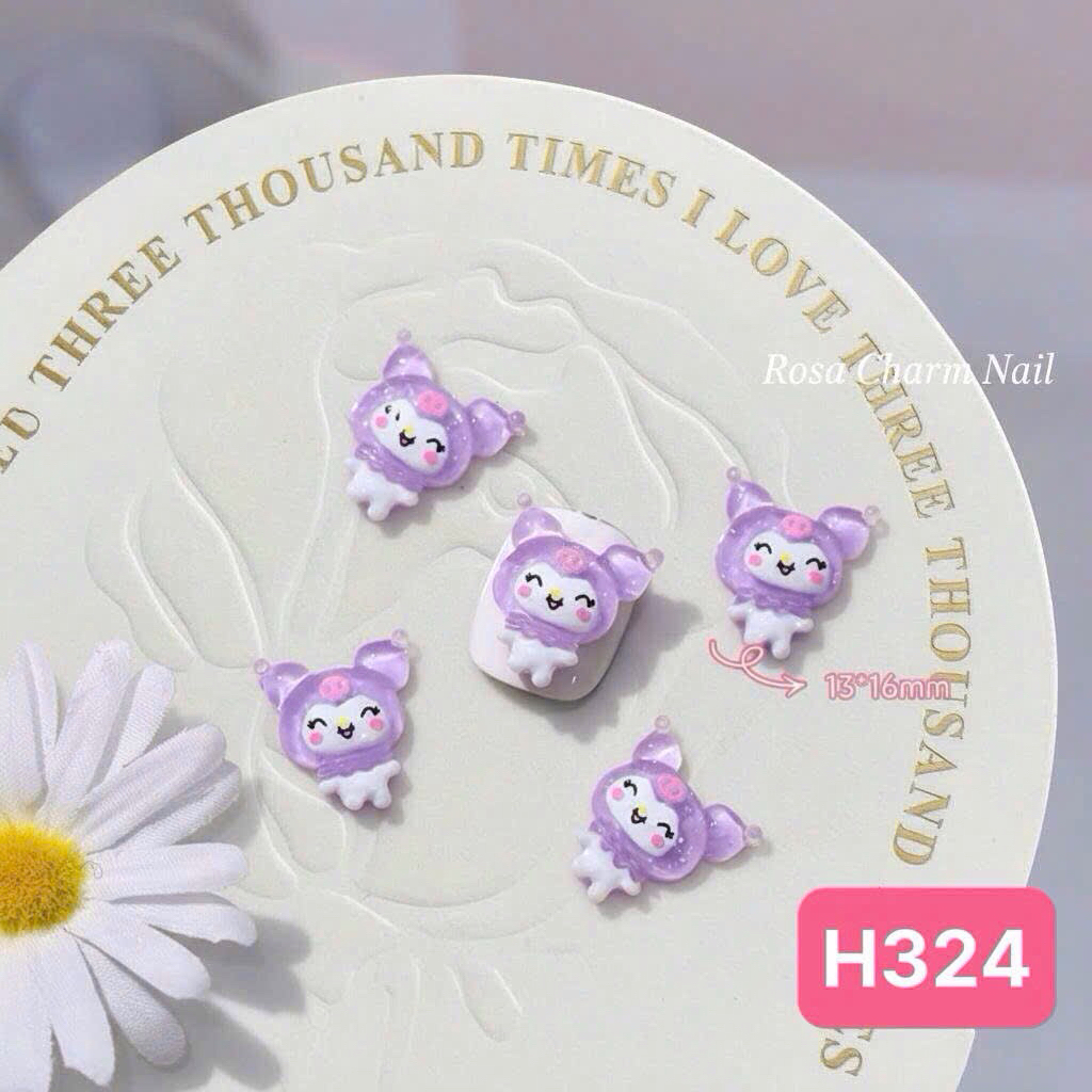 (H324) Set 5 charm nail kuromi charm sanrio trang trí móng tay - Rosa 6868