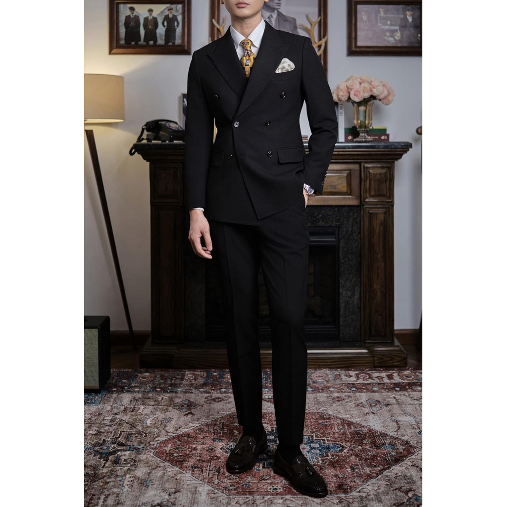 Bộ vest nam 6 khuy full size 45kg - 100kg, áo blazer 3 lớp có độn vai, quần âu tăng chỉnh cạp, form chuẩn cao cấp