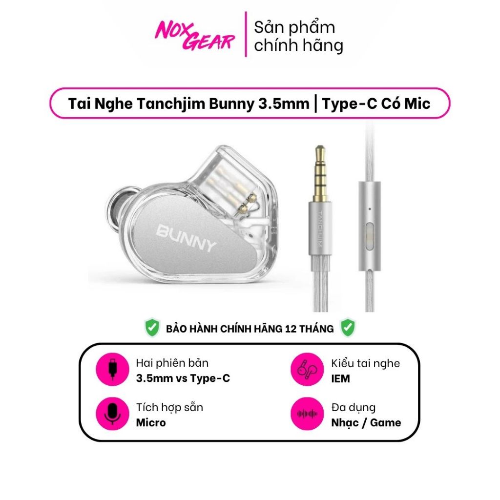 TANCHJIM BUNNY - Tai Nghe IEM Tanchjim Bunny DSP Type-C | 3.5mm Có Mic Đa Dụng Chơi Game Nghe Nhạc