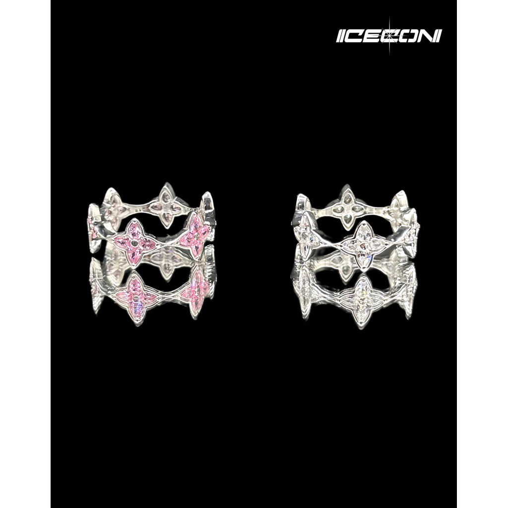 Nhẫn Hoa LiLac Màu Hồng Bạc 925 Lấp Lánh Icecon ( Pink Lilac Flower Ring )