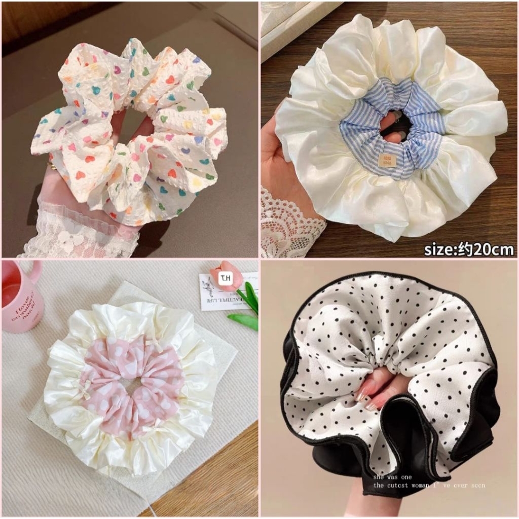 Dây buộc tóc scrunchies size to nhiều mẫu phong cách tiểu thư dễ thương, thanh lịch