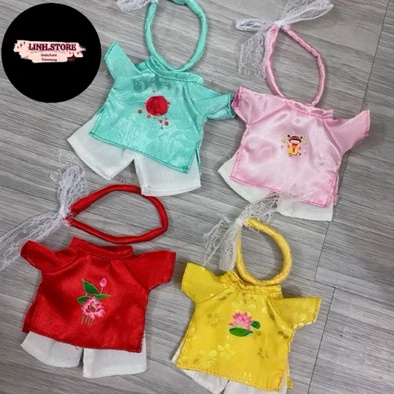 QUẦN ÁO DÀI TẾT KÈM MẤN NÓN BÉ GÁI DOLL 5IN