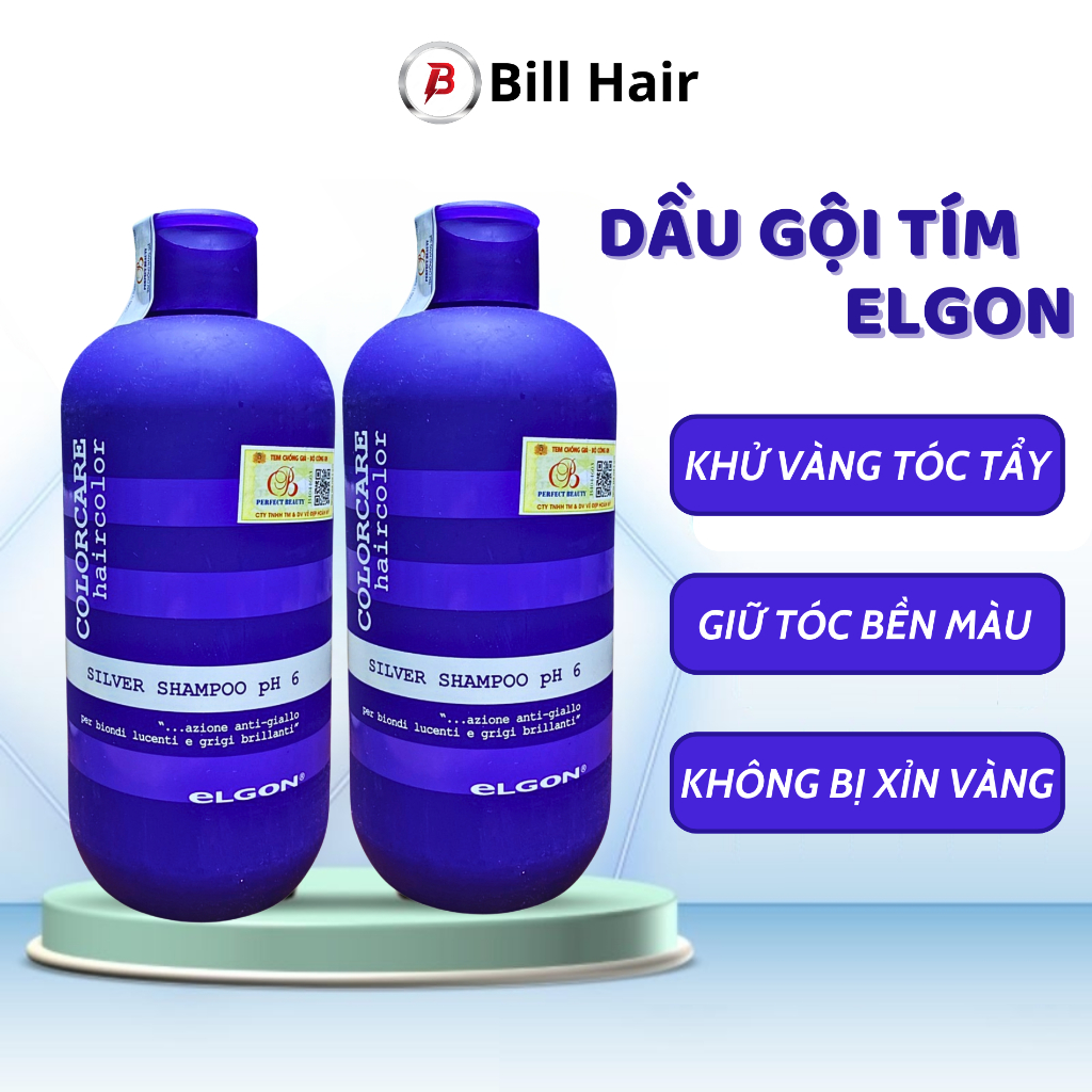 Dầu gội tím Elgon, dầu gội khử vàng và giữ màu dành cho tóc tẩy nhuộm màu