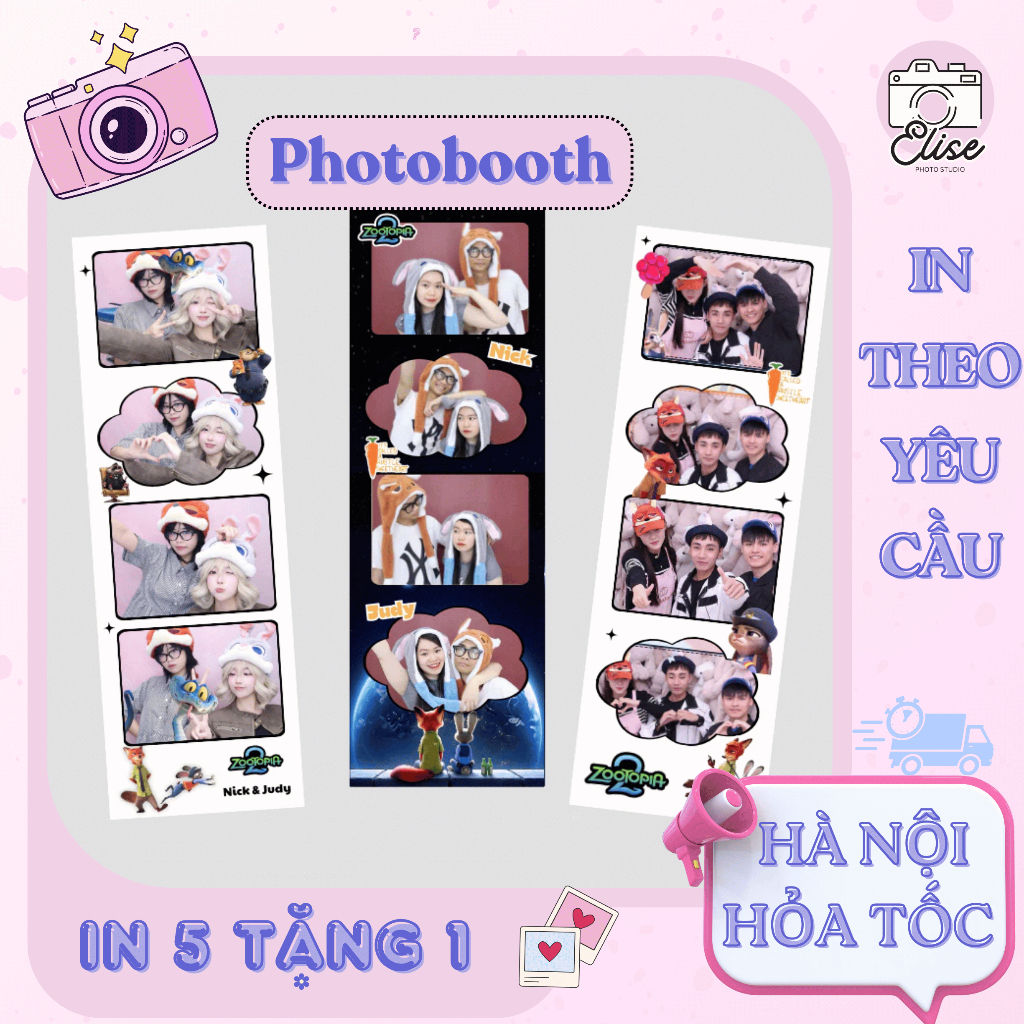 [in từ 12 ảnh] Ảnh Photostrip 5x15cm, 10x15 In theo yêu cầu,In ảnh photobooth Elise Shop