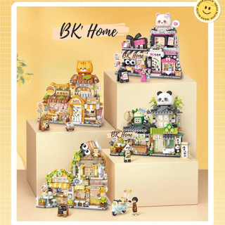  Đồ chơi lắp ráp khối xây dựng LOZ mini mô hình nhà Nhật Bản tiệm ăn Trung Hoa 