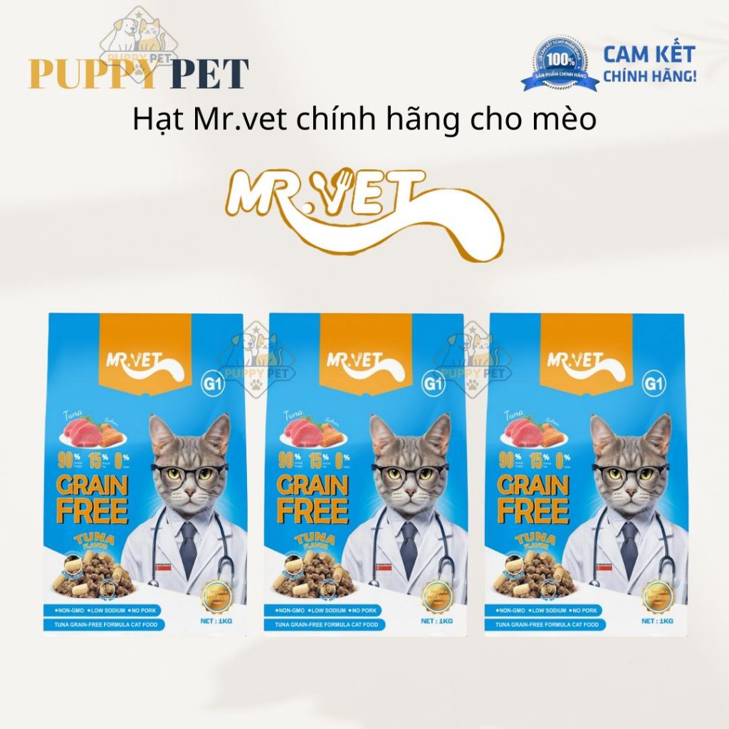 Thức Ăn Mèo Mr.Vet G1 Không Ngũ Cốc 1kg