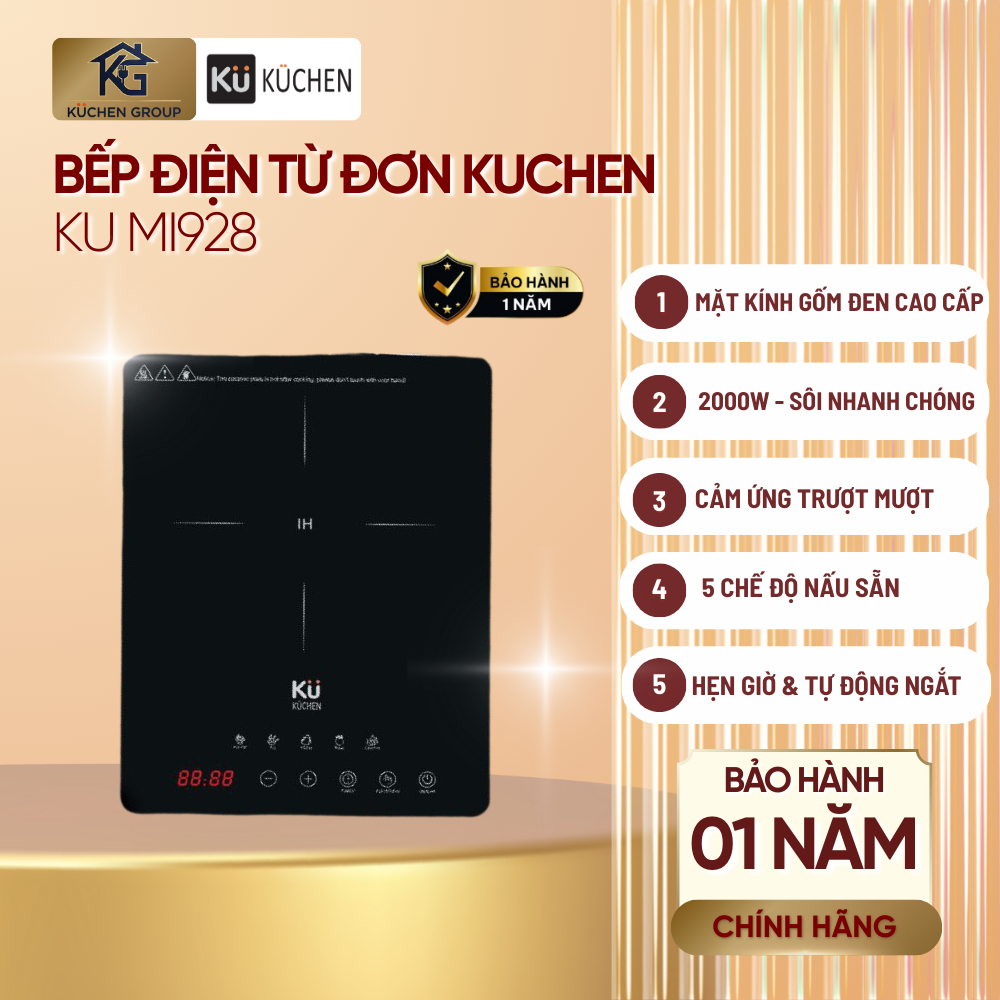 [KUCHEN]  Bếp điện từ đơn Kuchen MI 928 – công suất 2000W - hàng chính hãng _ chuẩn Châu Âu