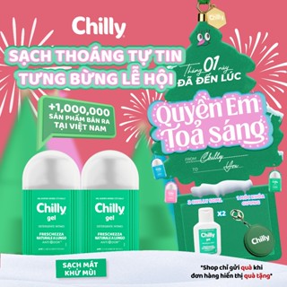  Combo 2 Dung dịch vệ sinh phụ nữ Chilly Gel chiết xuất bạc hà se se lạnh bùng tươi mát chai 200ml 